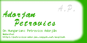 adorjan petrovics business card