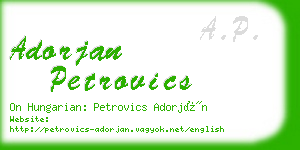 adorjan petrovics business card